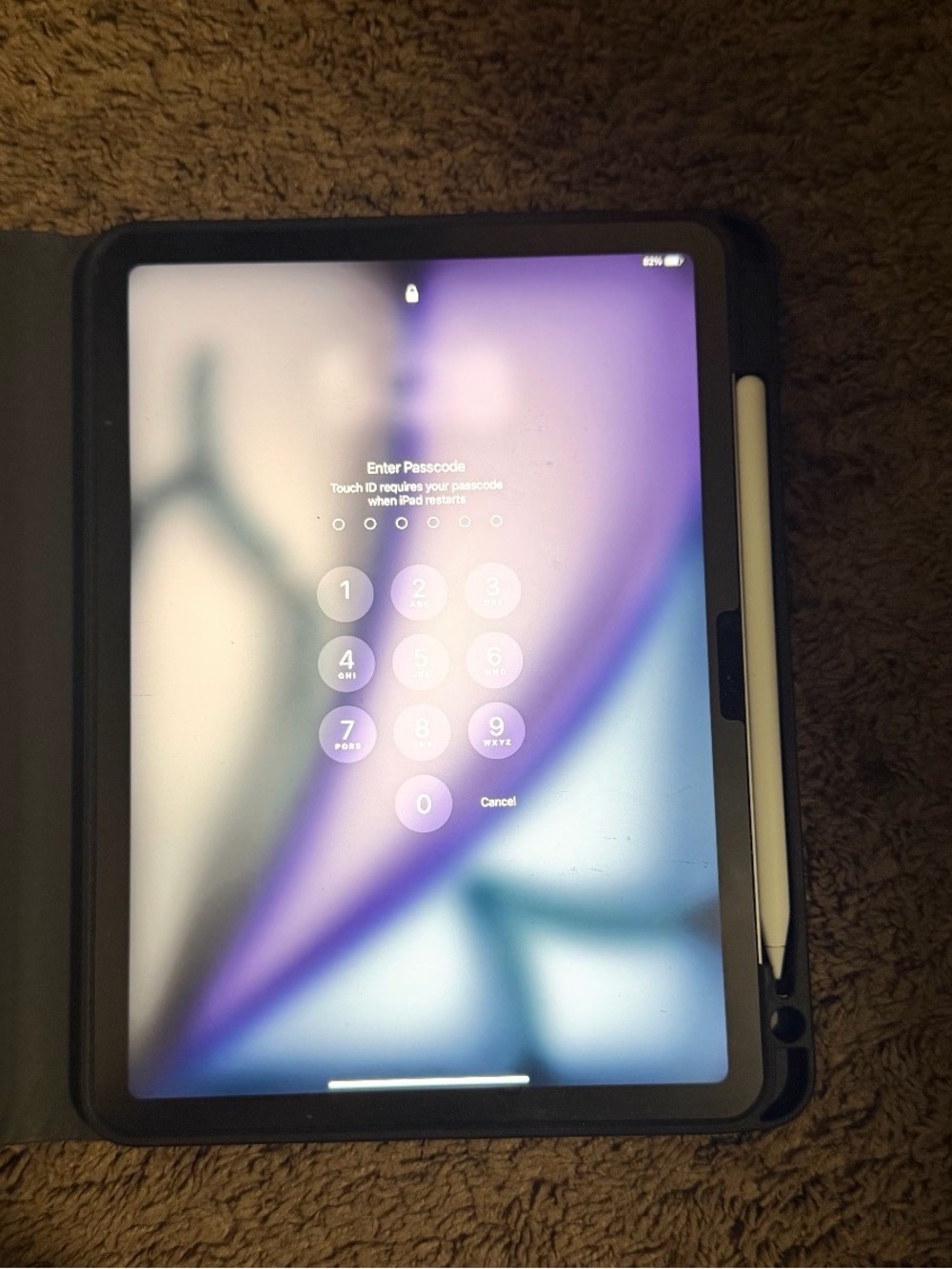 Apple iPad in Black Case with White Apple Pencil